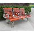 304 stainless steel and wooden long bench chair